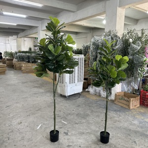 Commercio all'ingrosso simulato fiorire foglie di plastica Ficus Lyrata alberi finti artificiali pieghevole pianta albero - Product Image 4