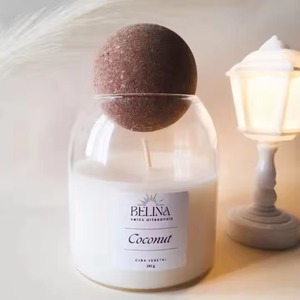 AIKUN Vente en gros de bougies aromatiques de luxe personnalisées, bougies en cire de soja, verre transparent, bougie parfumée avec couvercle en bois - Product Image 2
