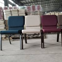 Venta al por mayor de sillas de púlpito de iglesia de alta resistencia con asiento cómodo logotipo entrelazado material de hierro/metal para salón comedor uso en hoteles