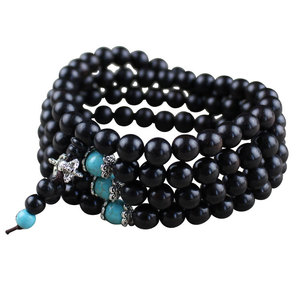 Ebony Buddhist Prayer <b>Beads</b> <b>Bracelet</b> 108 <b>Beads</b> Tassel Design Unisex Jewelry Gift - Product Image 5