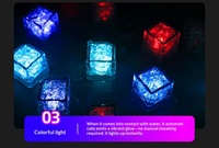 Glaçons LED lumineux activés par l'eau, multicolores, clignotants, en plastique, pour la décoration de bars, de KTV, de fêtes et comme jouets de bain pour bébés