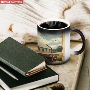 Custom Wedding Pattern Mug 11oz Frosted Black <b>Ceramic</b> Heat Sensitive Blank <b>Cup</b> - Product Image 3