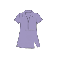 Robe de yoga pour filles, manches courtes, col polo, demi-zip, jupe trapèze, ourlet fendu sur le côté, tenue athlétique pour enfants, golf, école