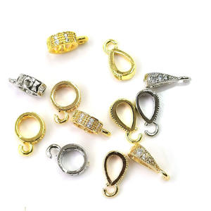 Fermoir <span class=keywords><strong>de</strong></span> pendentif plaqué or 18 carats avec micro-pavé <span class=keywords><strong>de</strong></span> zirconiums cubiques, breloque amovible en zirconiums cubiques pour la fabrication <span class=keywords><strong>de</strong></span> bijoux - Product Image 1