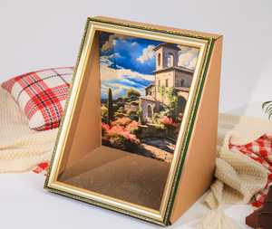 Kattenkrabpaal van golfkarton met olieverfschilderijdesign, multifunctioneel, OEM/ODM, duurzaam, milieuvriendelijk, voor binnen. - Product Image 1