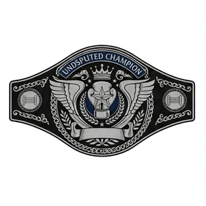 Ceinture de champion personnalisée, noire et or, en PU, durable, unisexe, équipement d'entraînement pour arts martiaux - Product Image 1