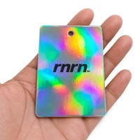 Étiquette suspendue en papier holographique personnalisée, étiquette arc-en-ciel irisée pour vêtements, sacs, chaussures - Impression de logo de marque de mode