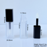 Emballage cosmétique sur mesure, tubes à lèvres vides noirs et roses, contenants carrés givrés et transparents pour gloss à lèvres