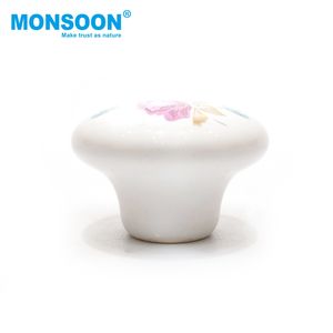 Poignée de porte en céramique classique à un seul trou, poignée ronde pour armoire de cuisine, boutons en porcelaine pour tiroirs. - Product Image 2