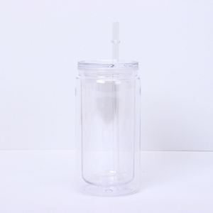 Gobelet tendance et coloré en plastique à double paroi de 16 oz avec poignée et paille pour la maison, la cuisine et la salle à manger - Product Image 6