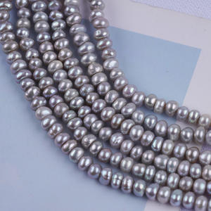 Perles d'eau douce naturelles grises Zhuji 18 cm 3,5-4 mm, forme bouton, semi-finies, en vrac, pour la fabrication de bijoux, vente en gros - Product Image 5