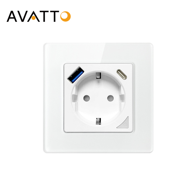 AVATTO Smart Socket Plug Wall Switch Socket WIFI Outlet Tuya Alexa Google Home EU Wifi Socket Wall Smart Plug