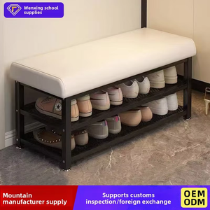 Banc à <span class=keywords><strong>chaussures</strong></span> moderne en fer avec rangement, étagère à <span class=keywords><strong>chaussures</strong></span> multifonctionnelle et siège pour entrée, hall, armoire à <span class=keywords><strong>chaussures</strong></span>, salon - Product Image 3