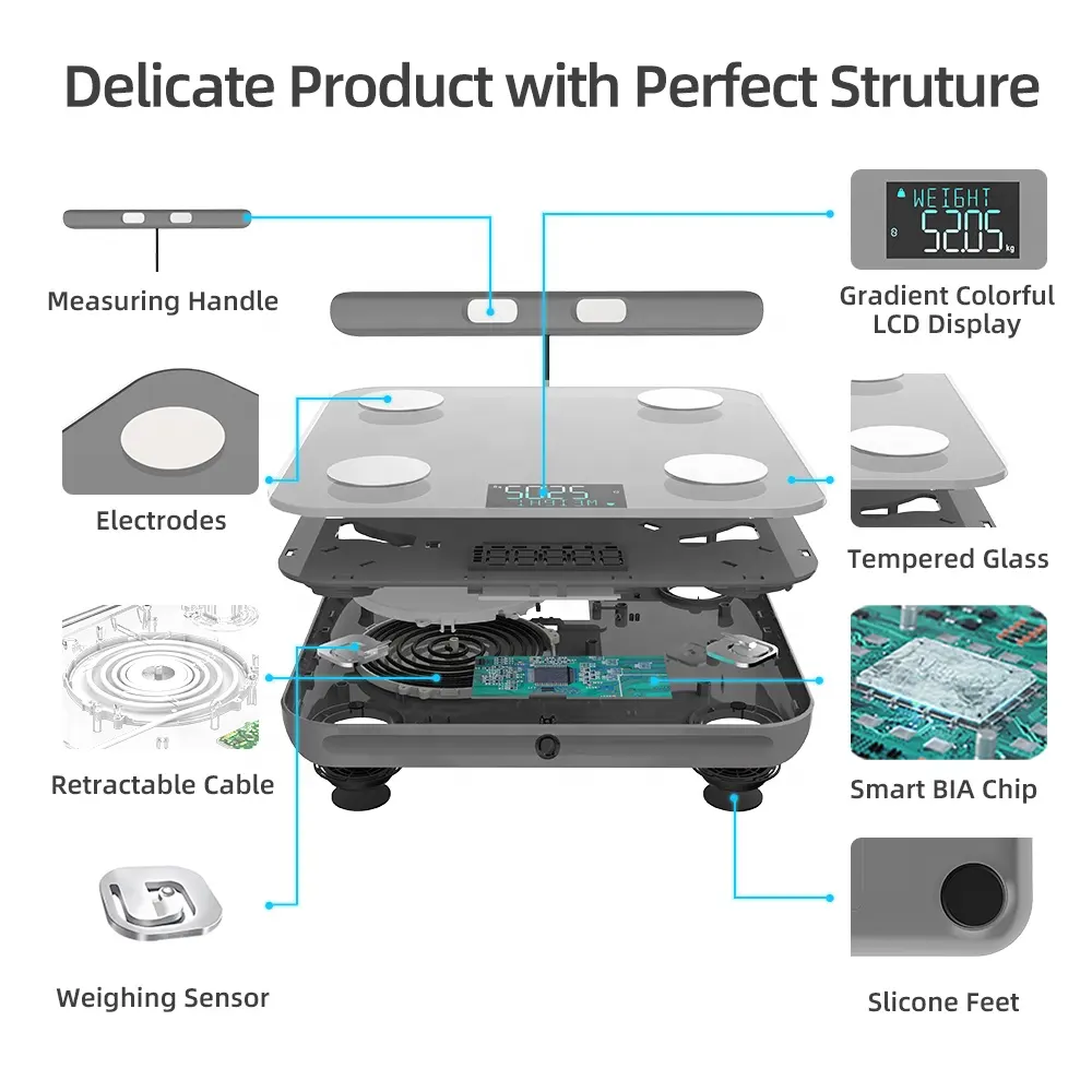 180Kg Nieuw Glas 8 Sensor Bmi Lichaamsvet Analyseren Persoonlijke Elektronische Weegschaal Slimme Digitale Weegschaal Lichaamssamenstelling Slimme Schaal
