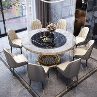 Ensemble de Table en marbre rond, 6 chaises, Design nordique, prix d'usine, moderne, salle à manger, mariage, Banquet, DTY006