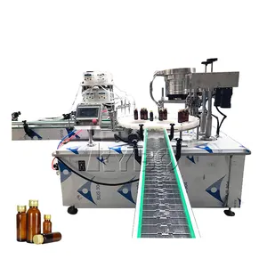 Automatic rotary small glass bottle rinsing washing fruit juice liquid enzyme probiotics filling capping machine