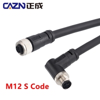 Venta caliente 1 metros M12 recto en ángulo recto código S 2 + PE 3 + Pines de PE sin blindaje cables moldeados de PVC conectores de Cable macho hembra