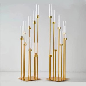 Tempat lilin bulat akrilik Modern lantai tinggi perak 8 bagian tengah meja Candelabra - Product Image 2