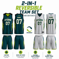 Seragam Basket Bolak-Balik MOQ Rendah, Jersey Sublimasi Custom Print Set Celana Pendek untuk Tim Dewasa, Pembeli Grosir Pertama, Pengiriman Cepat
