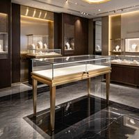 Comptoir de présentation de bijoux en verre trempé transparent avec serrure, table de présentation d'antiquités de luxe pour magasin de détail sur mesure