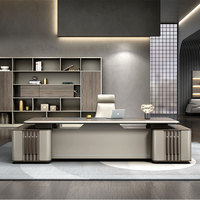 Ensemble de Mobilier de Bureau de Direction Liyu Luxe Moderne en Forme de L : Table et Chaise, Bureau Exécutif