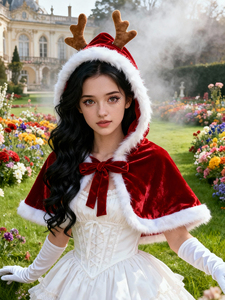 En gros, <span class=keywords><strong>Costume</strong></span> <span class=keywords><strong>de</strong></span> Noël pour adulte : Cape en velours rouge avec bordure en fausse fourrure et chapeau <span class=keywords><strong>de</strong></span> cerf, pour spectacles <span class=keywords><strong>de</strong></span> personnages <span class=keywords><strong>de</strong></span> fêtes - Product Image 5