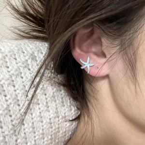 S925 Pure <b>Silver</b> Blue Starfish <b>Stud</b> Earrings Unique Niche <b>Small</b> Fresh Ocean Style Versatile Fashion Accessory - Product Image 4