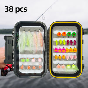 Kit de 38 Piezas de Moscas para Pesca con Caja Impermeable Negra, Moscas para Trucha, Señuelo de Mosca para Salmón de Agua Dulce para Río, Lago y Arroyo - Product Image 2