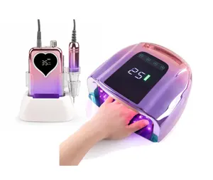 Lampe à ongles LED Uv sans fil Rechargeable rose violet dégradé professionnel 96W avec Kit de perceuse à ongles manucure pédicure à faible bruit