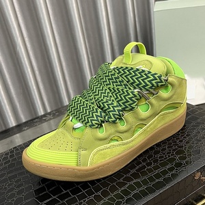 Baskets plateforme rétro en cuir unisexe Lanvine de haute qualité, chaussures de marche décontractées de luxe à lacets, résistantes à l'usure pour l'extérieur - Product Image 3