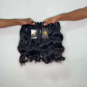 Cabello humano virgen indio natural de templo, cabello virgen indio natural de niña joven con cutícula intacta, paquetes de cabello sin procesar para proveedores. - Product Image 1