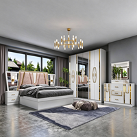 Nouvelle collection 2026 : Ensemble de mobilier de chambre de luxe super king size 5 pièces avec tête de lit miroir africain
