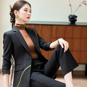 Women's Red Suit Set Slim Fit Formal Work Uniform Polyester Fabric Anti-Wrinkle 2025 Autumn Commuting Style - Product Image 4