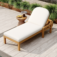 Chaise longue d'extérieur en bois d'acacia de qualité supérieure avec dossier arqué, dossier réglable en 5 positions, chaise longue d'extérieur