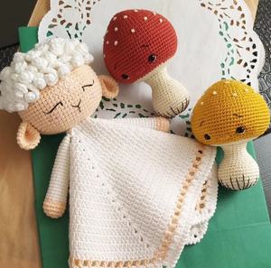 100% coton blanc mignon agneau bébé couette tricot à la main Animal bébé couverture Crochet enfants coton <span class=keywords><strong>mouton</strong></span> couette - Product Image 2