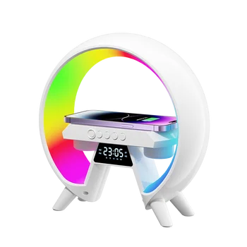 Dimmable Touch Control bluetooth Musical Desk Lamp Speaker Alarm Clock RGB LED Lamp Wireless Charger Rechargeable Night Light