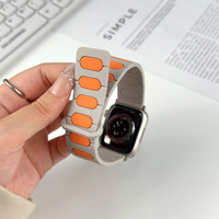 Bracelet de montre en silicone respirant HMJ Luxury Ellipse avec fermoir magnétique pour Apple Watch 11/10/9/8/7/6/5/4/3/2/1/Ultra 2/3