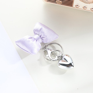<strong>Cute</strong> Bow Knot Keychain with Heart Charm <strong>Satin</strong> Fabric Ribbon Bow Key Ring for <strong>Bag</strong> and Key Decoration - Product Image 6