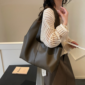 Silver Soft PU Leather Hobo Tote Bag Large Capacity Shoulder <b>Handbag</b> for Shopping Travel - Product Image 6