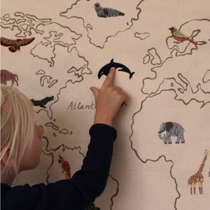 Tapiz colgante de pared de <span class=keywords><strong>tela</strong></span> de estilo nórdico bordado de animales lienzo arte de pared decoración de pared de habitación de niños - Product Image 3