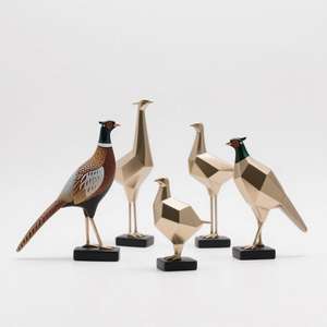 Estatuilla y estatua de resina de faisán majestuoso-<span class=keywords><strong>Gallo</strong></span> pintado a mano de 12 ", plumas de cola metálicas, MOQ 500 piezas - Product Image 1