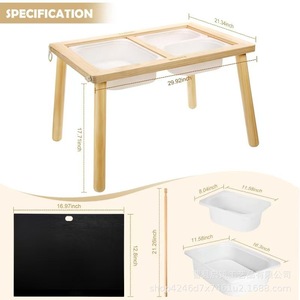 Mesa infantil multifuncional de madera de 21.34x17.71 pulgadas con cajas de almacenamiento para juegos y aprendizaje en interiores - Product Image 1
