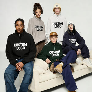 Sudadera con capucha personalizada con LOGO, cuello alto, manga larga, cómoda, con media cremallera y cremallera completa, 100% algodón, cortavientos, para otoño - Product Image 1