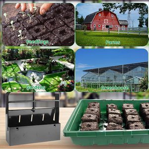 Herramienta manual de plástico para hacer bloques de tierra, herramienta de jardín para plántulas, jardinería doméstica, duradera, negra - Product Image 1