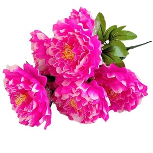 MSH Fleurs artificielles en soie de pivoine luxueuses à 7 têtes, fleurs de décoration de salle - Product Image 1