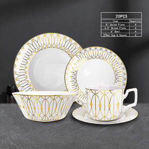Ensemble d'assiettes en céramique ensemble de <span class=keywords><strong>vaisselle</strong></span> occidentale personnalisé fleur d'or porcelaine fine assiette à dîner ensembles de <span class=keywords><strong>vaisselle</strong></span> - Product Image 5