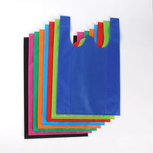 Sac de gilet à provisions en t-shirt non tissé de supermarché portable avec logo personnalisé sacs en plastique en gros - Product Image 3