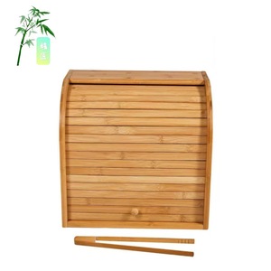 Caja de pan de bambú con puerta enrollable rectangular para almacenamiento de aperitivos y pan en la cocina - Product Image 4