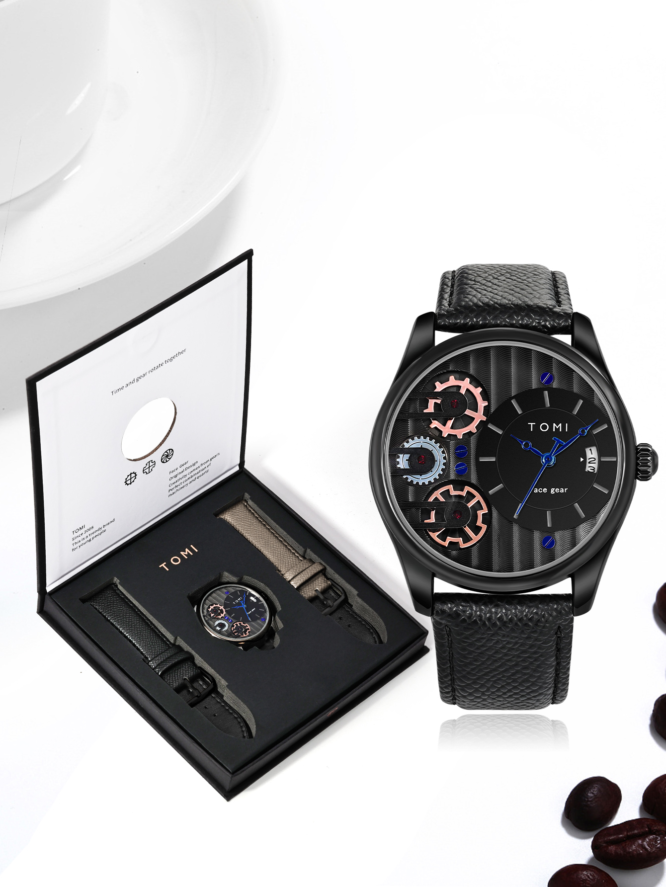 TOMI Men's Luxury Business Watch - 42mm Quartz Movement, Alloy