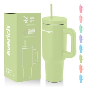 Gobelet <span class=keywords><strong>isotherme</strong></span> en acier inoxydable de 40 oz, coloré, pour sublimation, avec poignée, couvercles et paille, idéal pour les voyages - Product Image 2